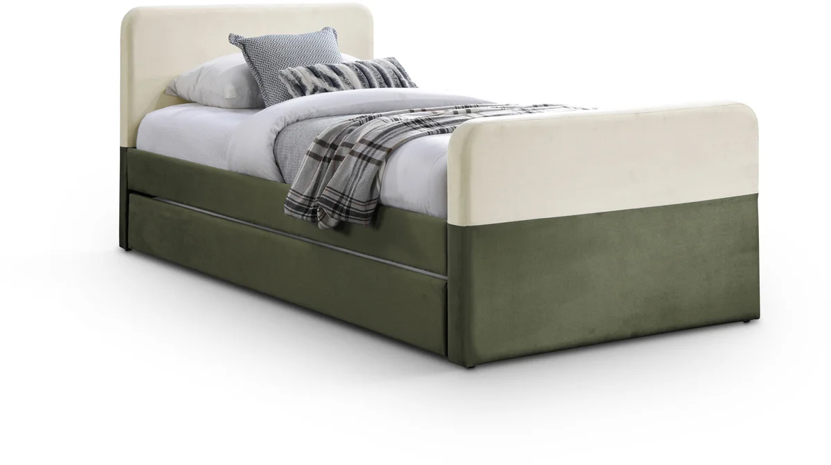 Ivy - Twin Trundle / Storage Bed - Olive / Cream