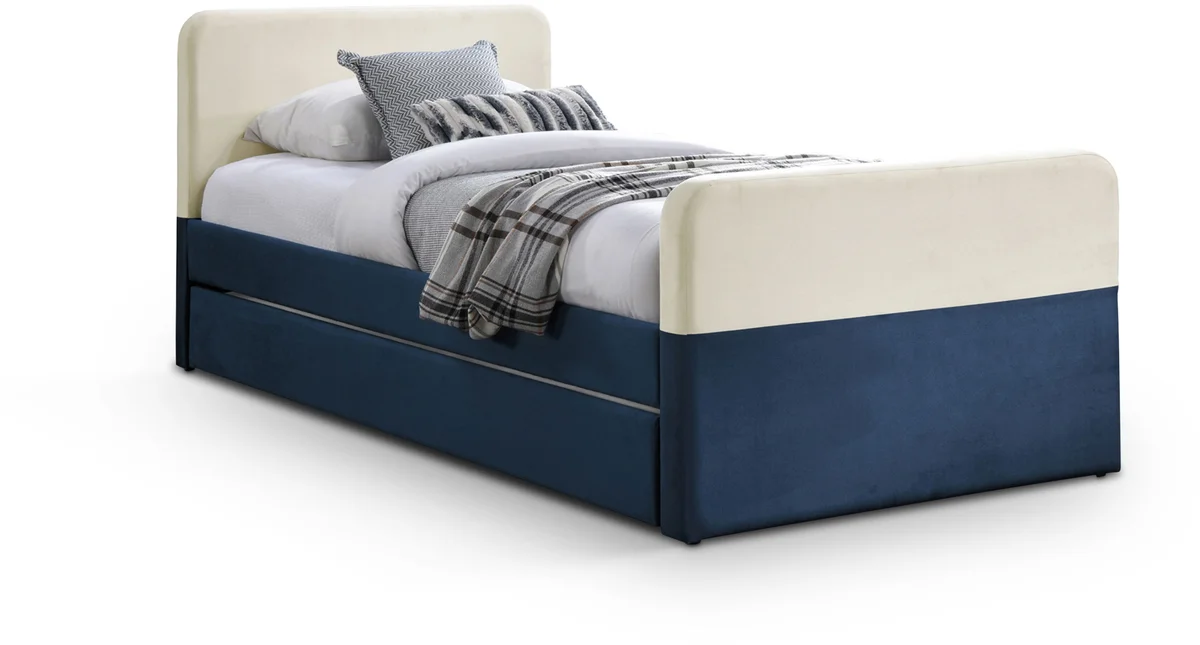 Ivy - Twin Trundle / Storage Bed - Navy / Cream