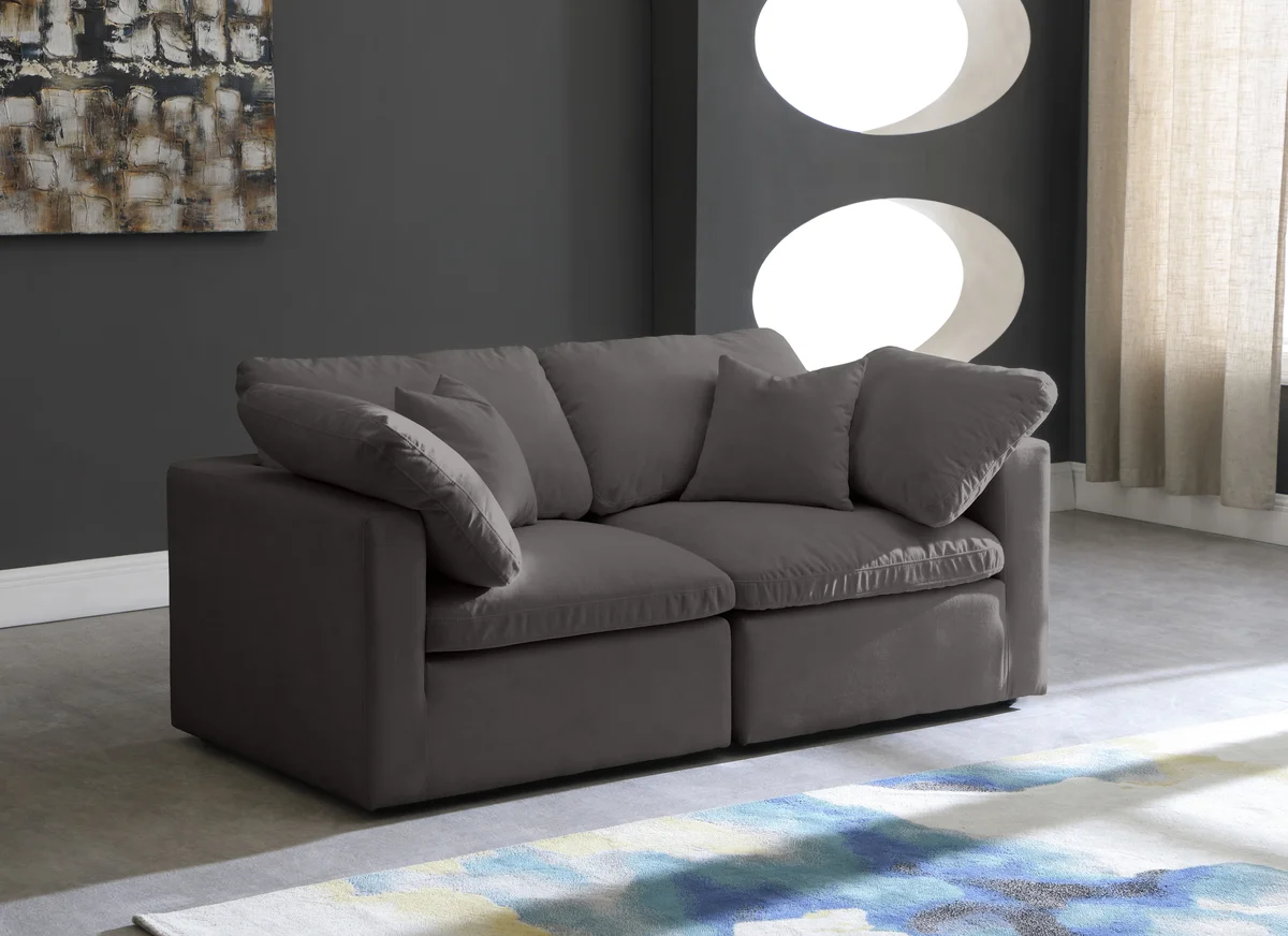 Plush - 2 Seat Modular Sofa - Gray - View 2