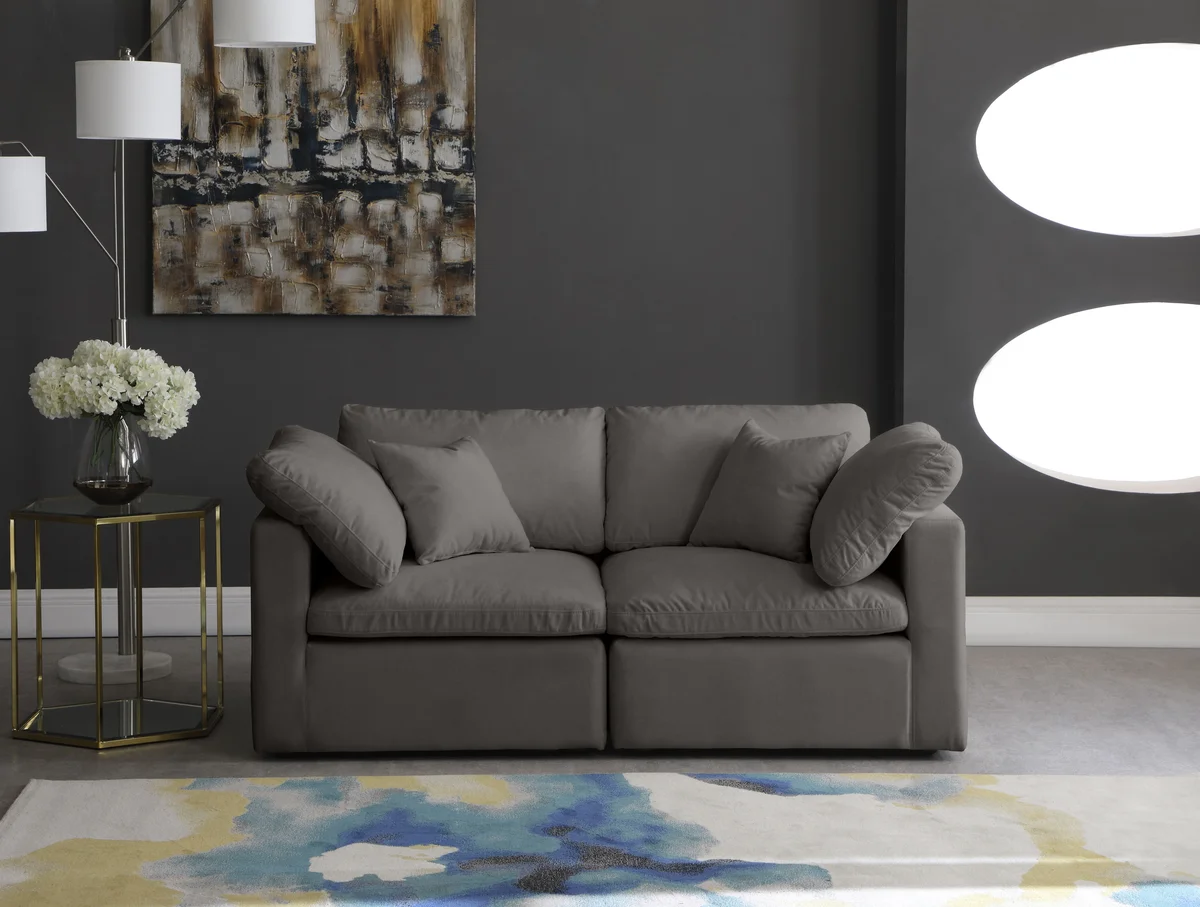 Plush - 2 Seat Modular Sofa - Gray