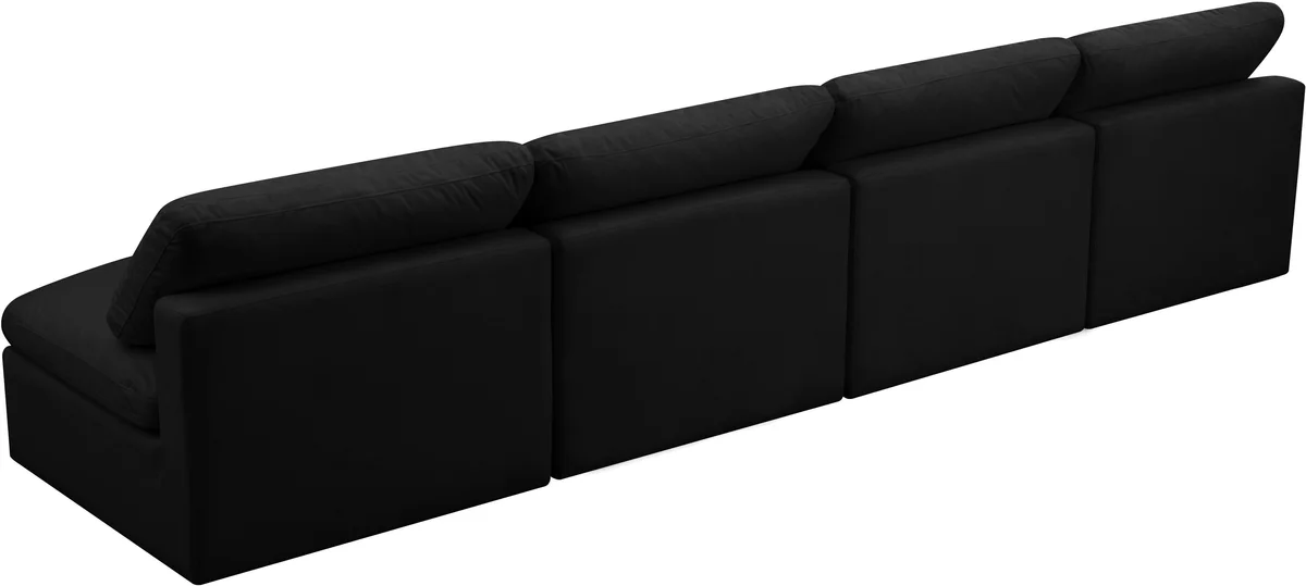 Plush - 4 Seat Modular Armless Sofa - Black
