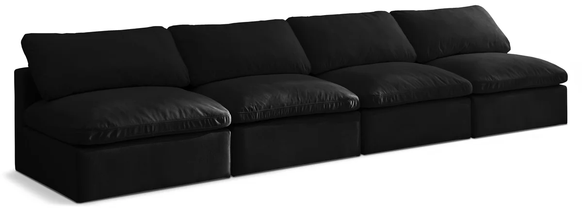 Plush - 4 Seat Modular Armless Sofa - Black