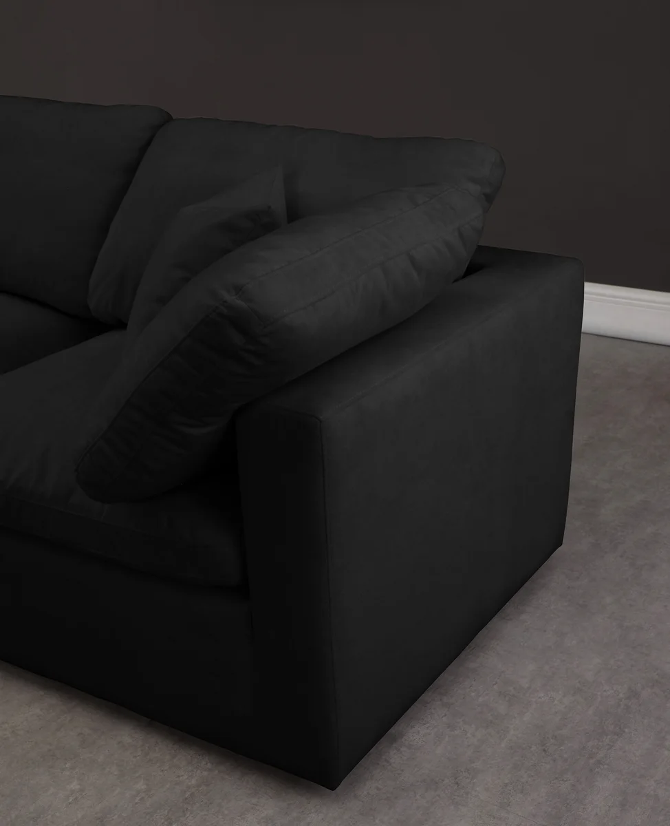 Plush - 4 Seat Modular Armless Sofa - Black