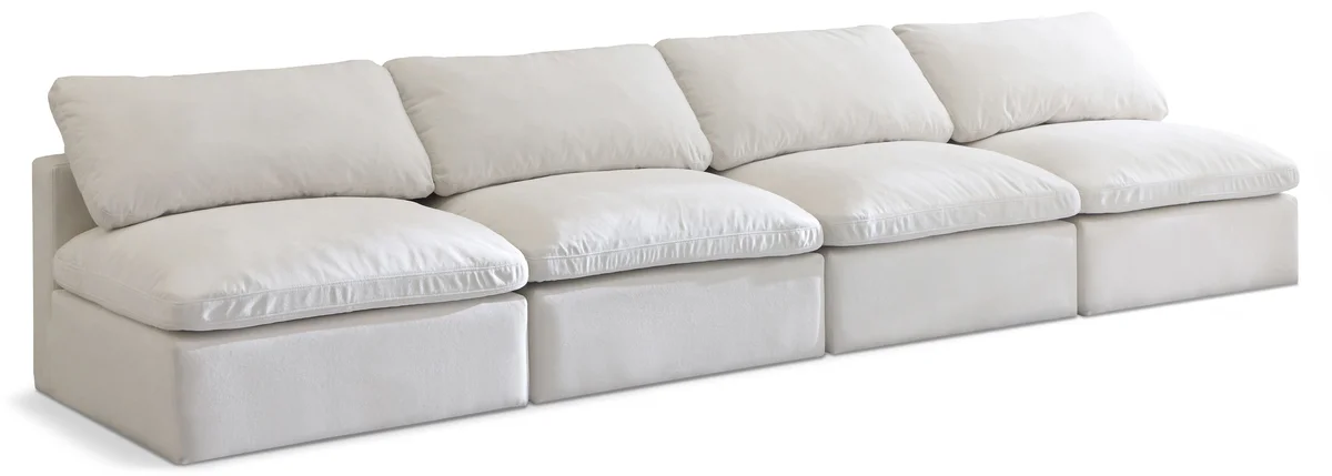 Plush - 4 Seat Modular Armless Sofa - Cream