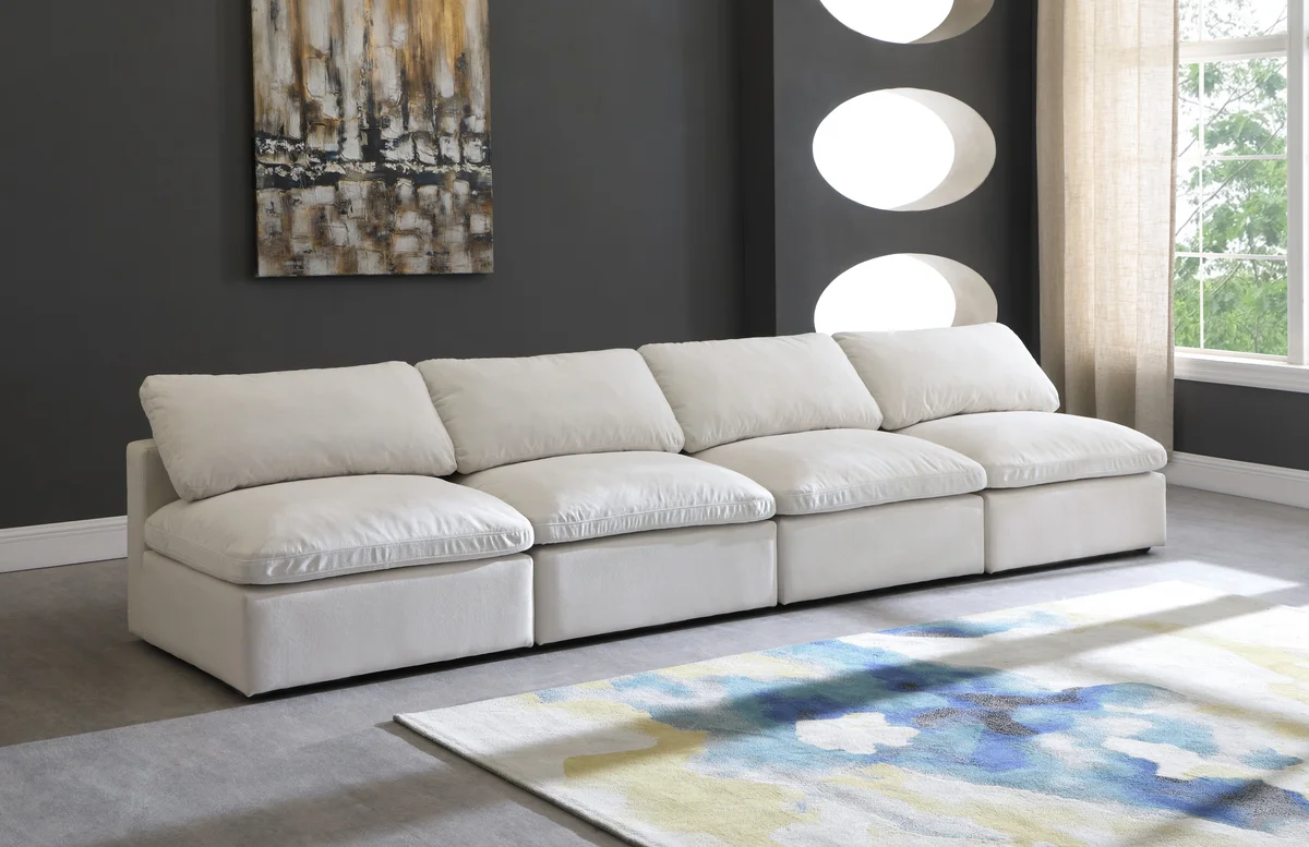 Plush - 4 Seat Modular Armless Sofa - Cream - View 2