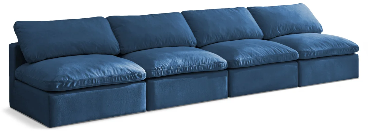 Plush - 4 Seat Modular Armless Sofa - Navy