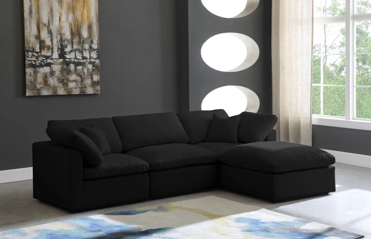 Plush - 4 Piece Modular Sectional With Chaise - Black - View 2