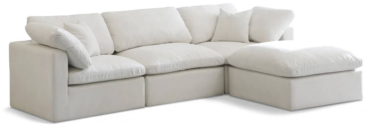 Plush - 4 Piece Modular Sectional With Chaise - Cream