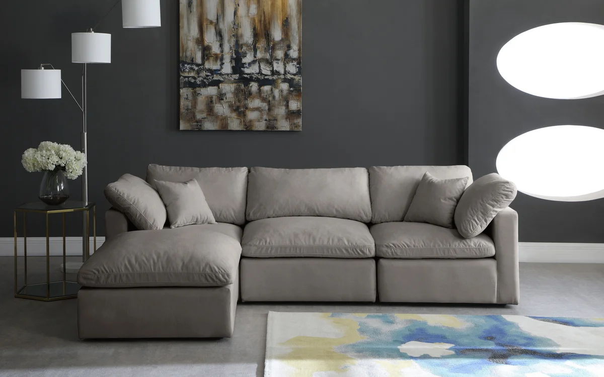 Plush - 4 Piece Modular Sectional With Chaise - Gray