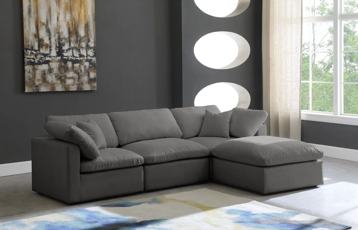 Plush - 4 Piece Modular Sectional With Chaise - Gray - View 2