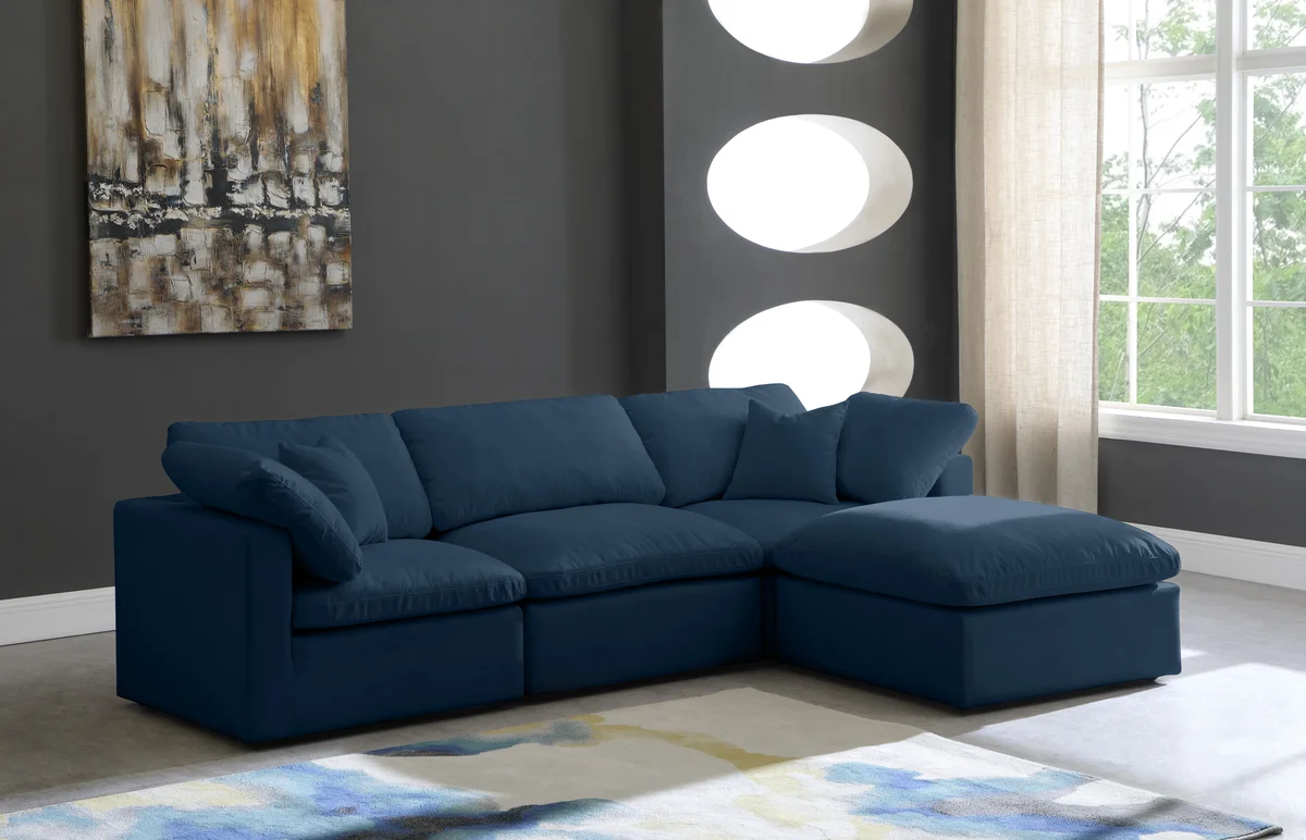 Plush - 4 Piece Modular Sectional With Chaise - Navy - View 2
