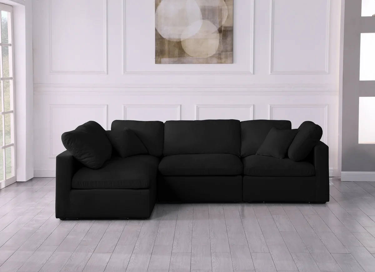 Plush - 4 Piece Modular Corner Sectional - Black