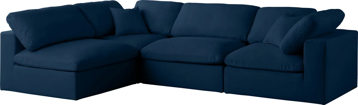 Plush - 4 Piece Modular Corner Sectional - Navy - View 2