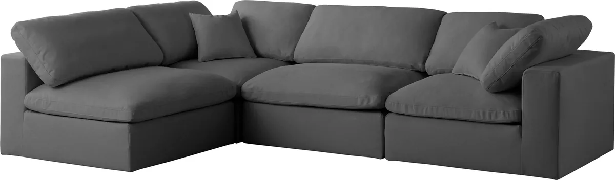 Plush - 4 Piece Modular Corner Sectional - Gray - View 2