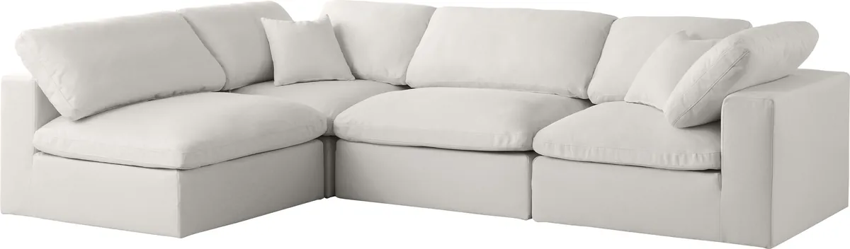 Plush - 4 Piece Modular Corner Sectional - Cream - View 2