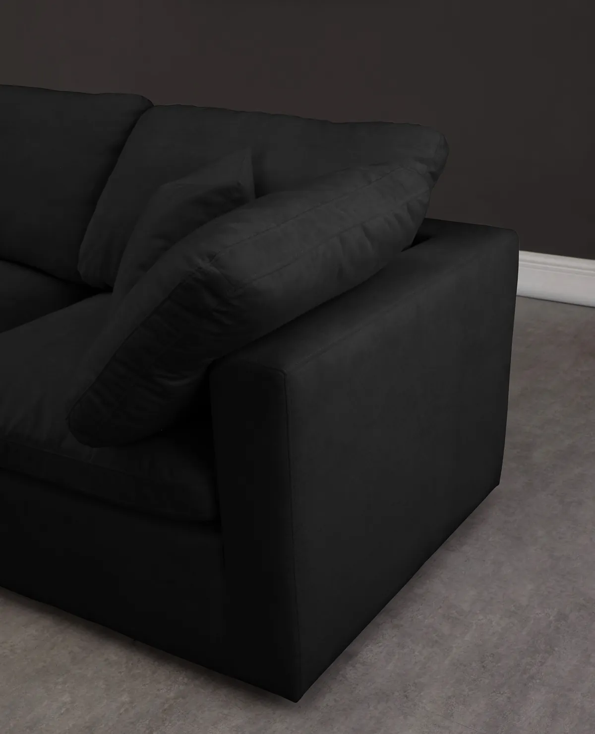 Plush - 2 Seat Modular Armless Sofa - Black