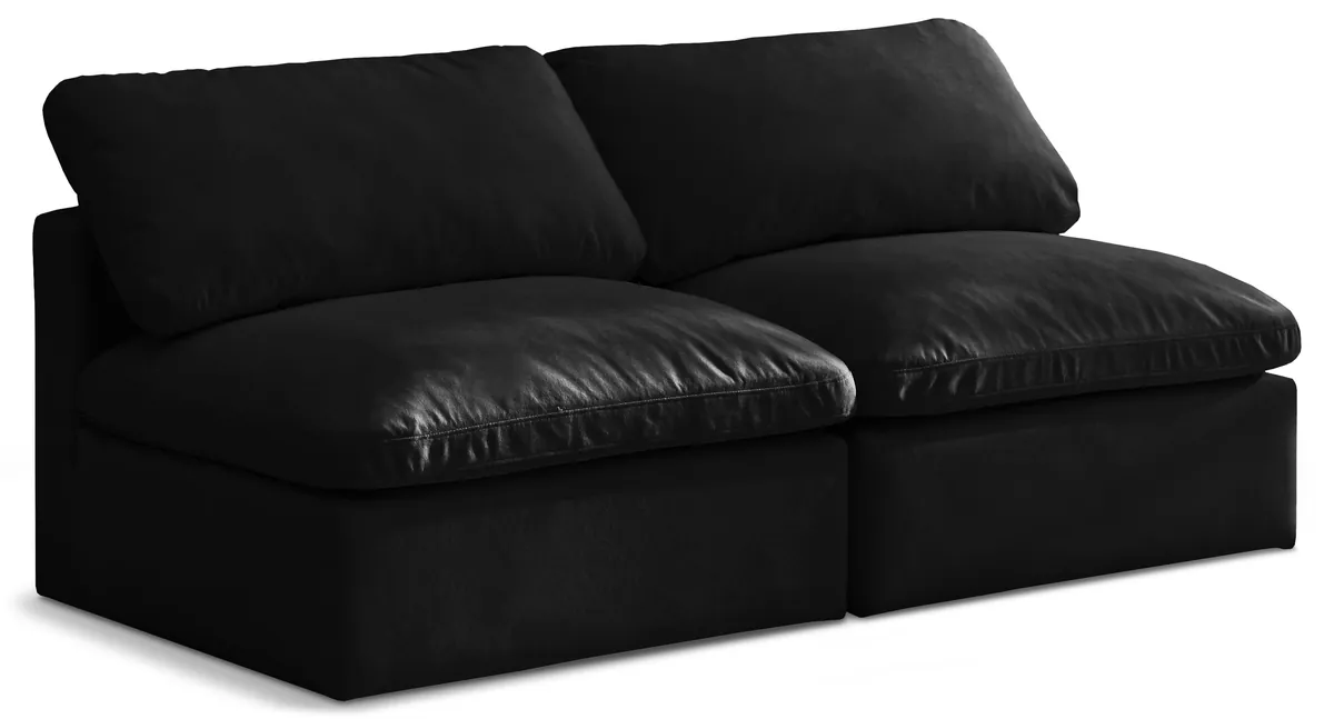 Plush - 2 Seat Modular Armless Sofa - Black