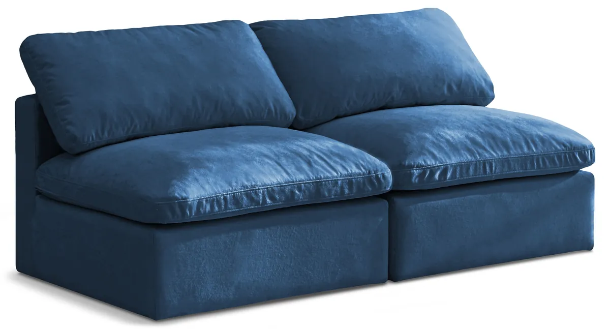 Plush - 2 Seat Modular Armless Sofa - Navy