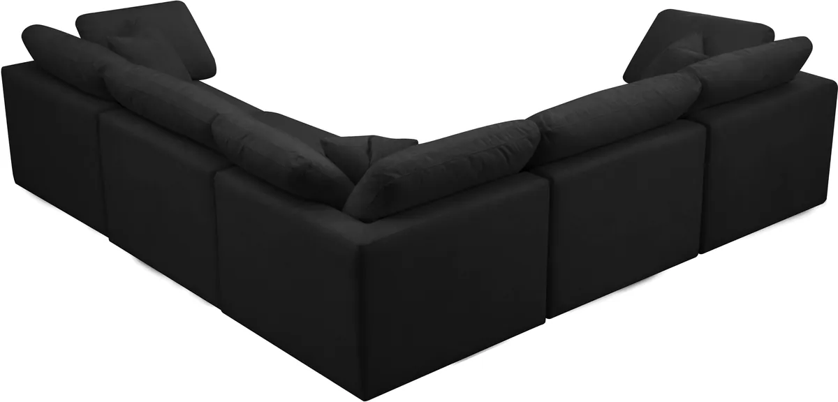 Plush - 5 Piece Modular Corner Sectional - Black