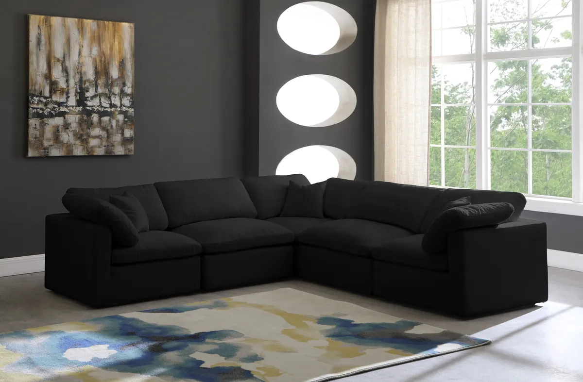 Plush - 5 Piece Modular Corner Sectional - Black - View 2
