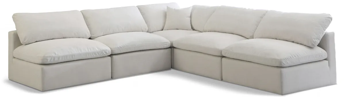 Plush - 5 Piece Modular Corner Armless Sectional - Cream