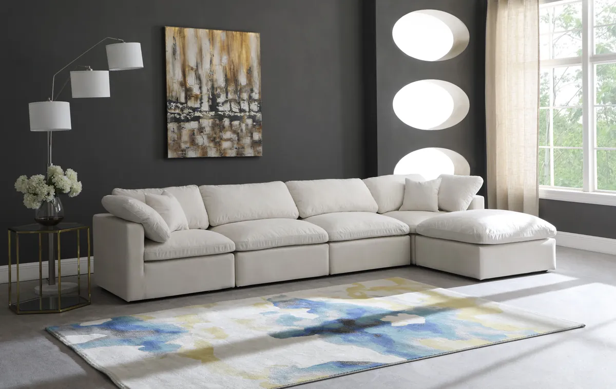 Plush - 5 Piece Modular Sectional With Chaise - Cream - View 2