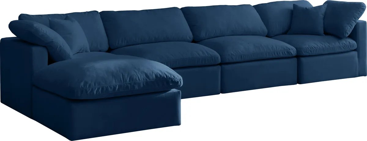 Plush - 5 Piece Modular Sectional With Chaise - Navy