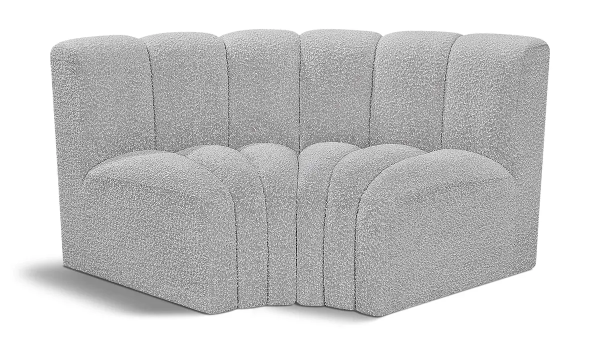Arc - Boucle Fabric 2 Piece Modular Sofa - Gray