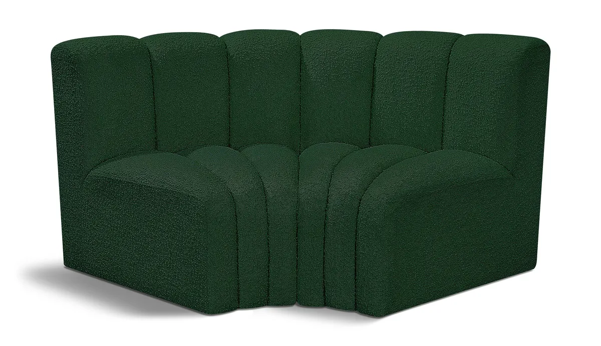 Arc - Boucle Fabric 2 Piece Modular Sofa - Green