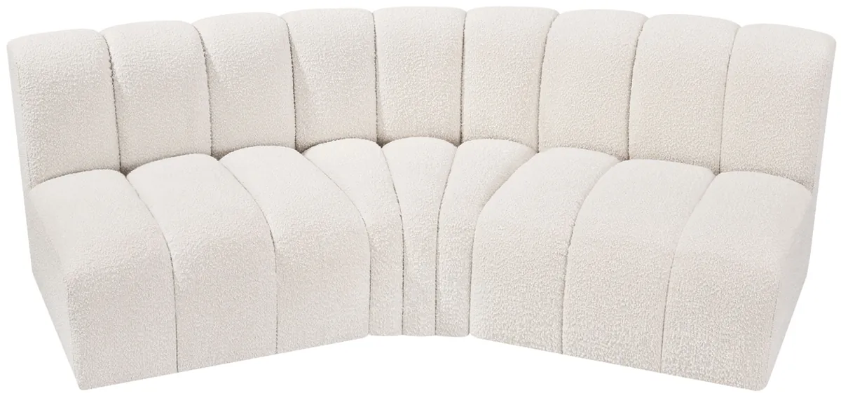 Arc - Boucle Fabric 3 Piece Modular Corner Sofa - Cream - View 2