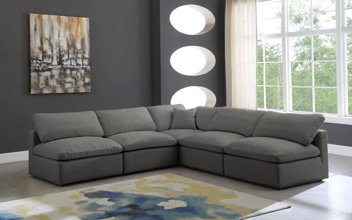 Plush - 5 Piece Modular Corner Armless Sectional - Gray - View 2