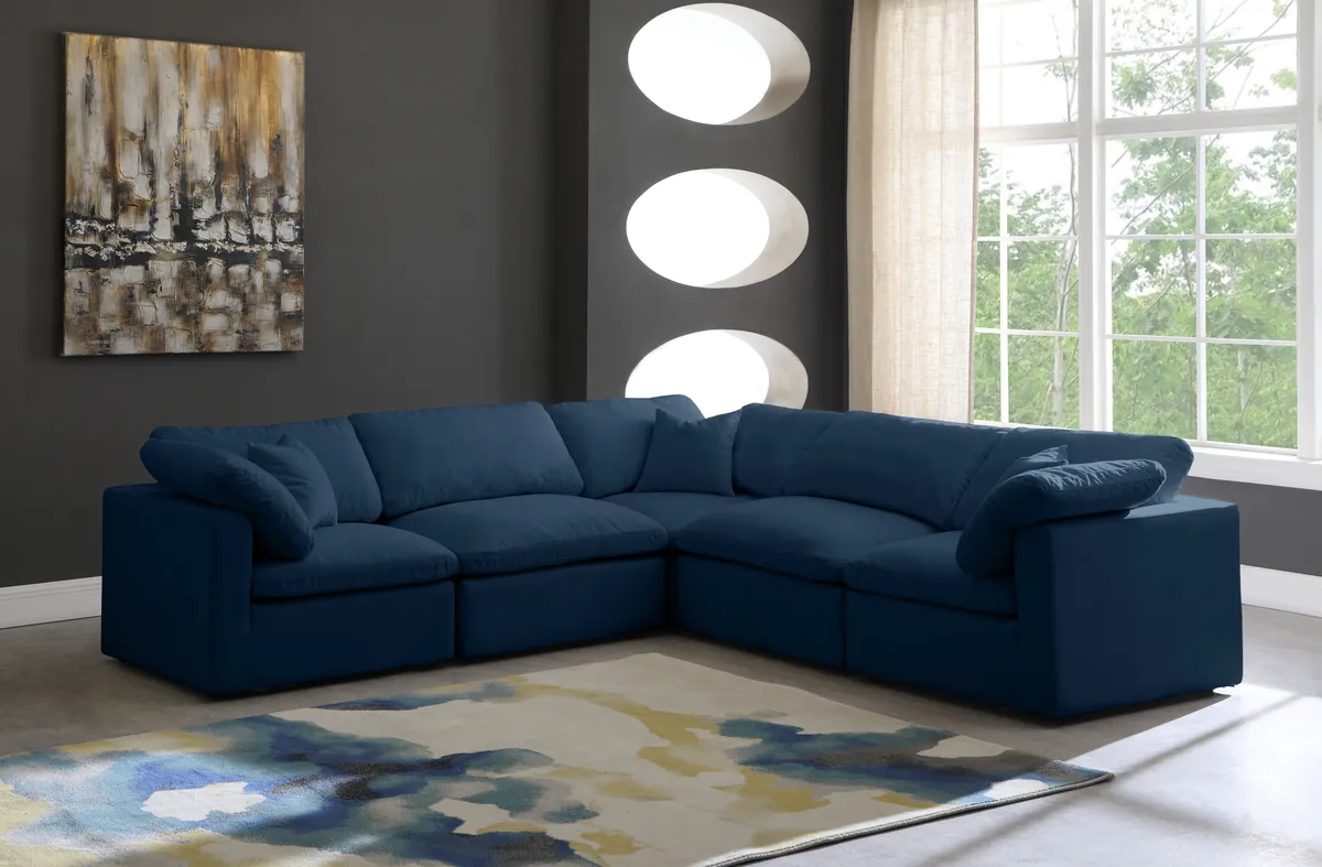 Plush - 5 Piece Modular Corner Sectional - Navy - View 2
