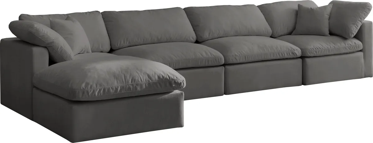 Plush - 5 Piece Modular Sectional With Chaise - Gray
