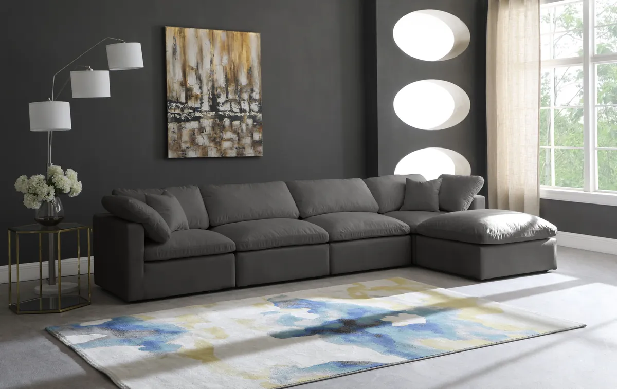 Plush - 5 Piece Modular Sectional With Chaise - Gray - View 2