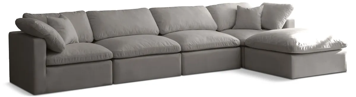 Plush - 5 Piece Modular Sectional With Chaise - Gray