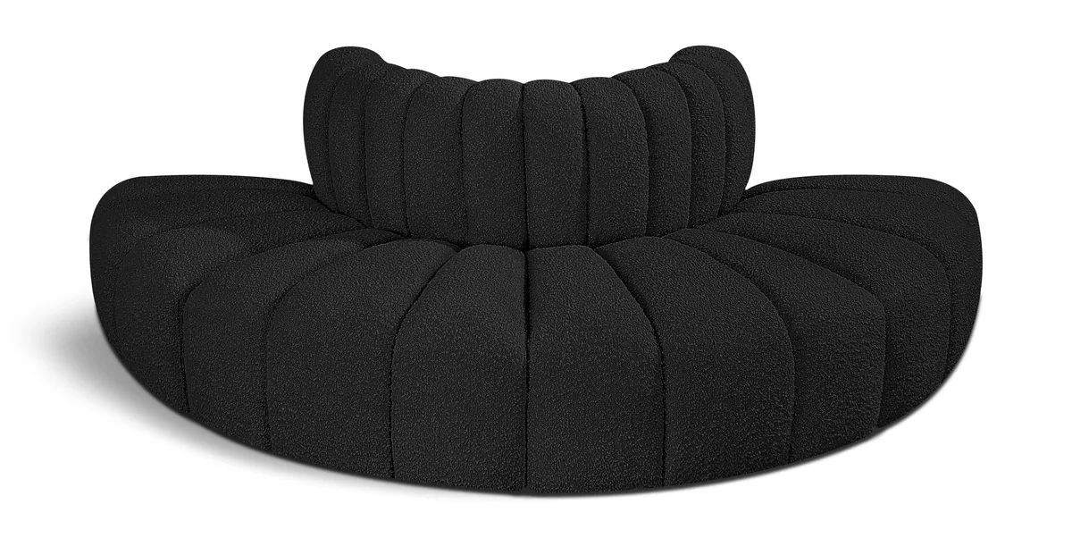 Arc - Boucle Fabric 4 Piece Modular Sofa - Black