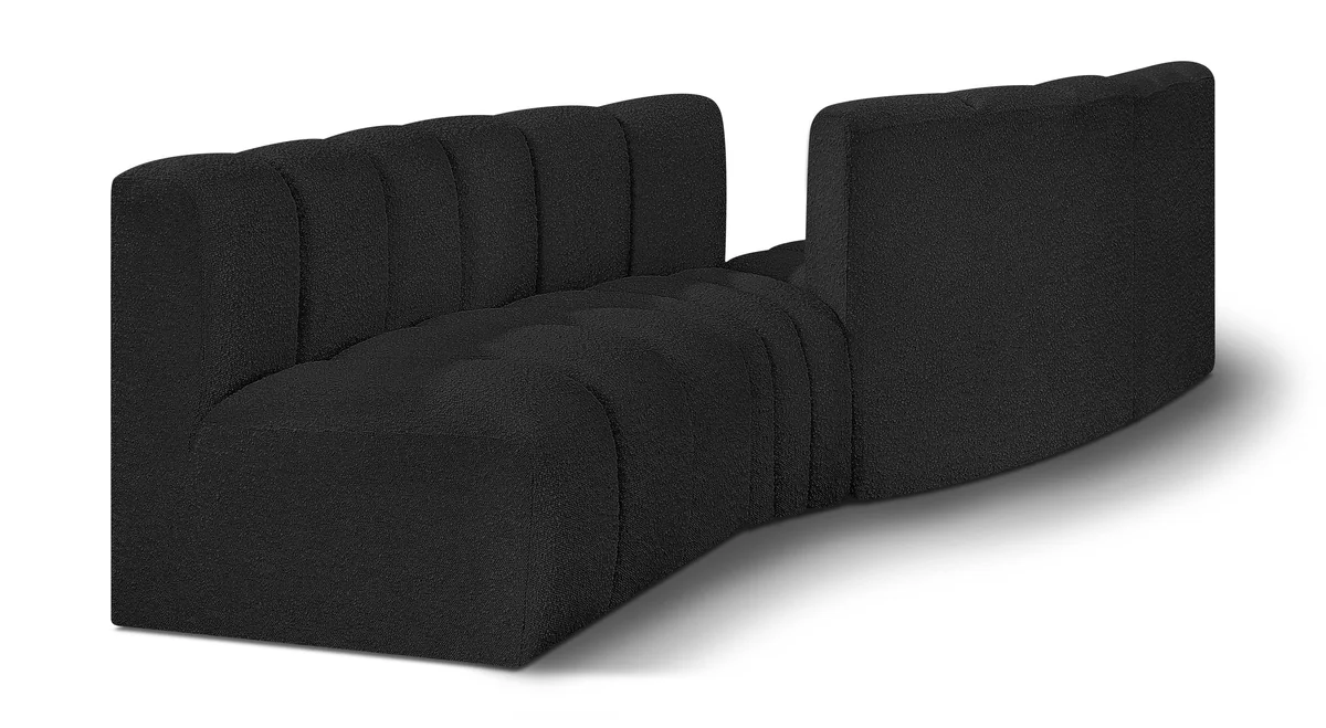 Arc - Boucle Fabric 4 Piece Sofa - Black