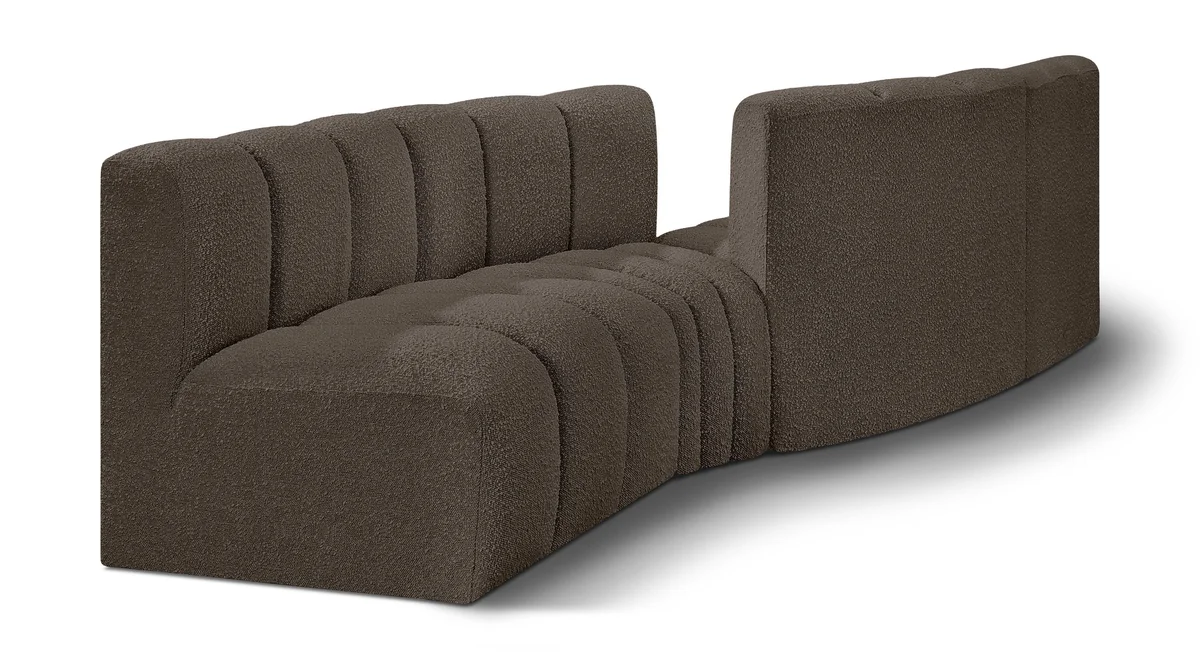 Arc - Boucle Fabric 4 Piece Sofa - Brown