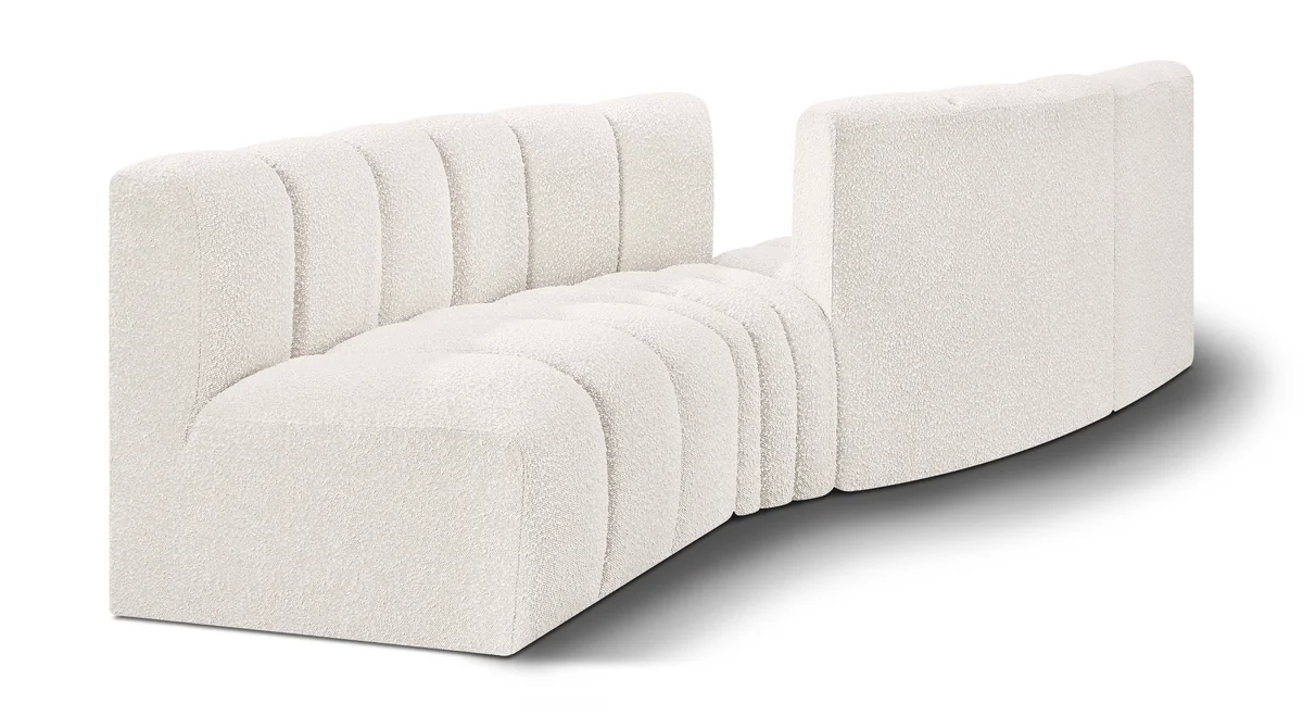 Arc - Boucle Fabric 4 Piece Sofa - Cream