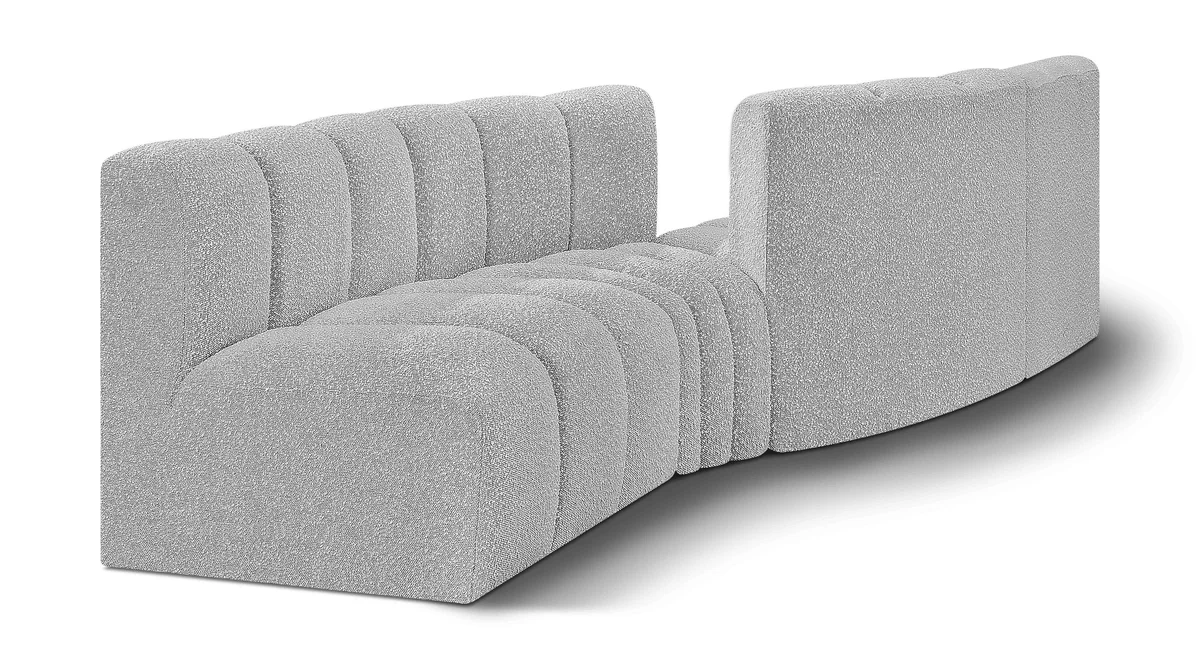 Arc - Boucle Fabric 4 Piece Sofa - Gray