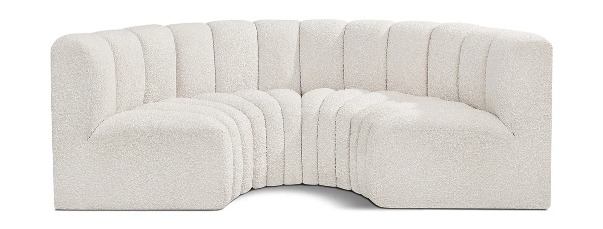 Arc - Boucle Fabric 4 Piece U-Shaped Modular Sofa - Cream