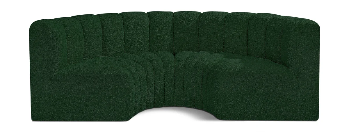 Arc - Boucle Fabric 4 Piece U-Shaped Modular Sofa - Green