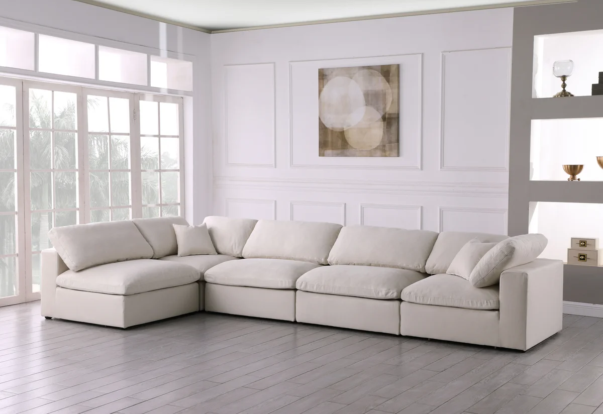 Plush - 5 Piece Modular Sectional - Cream