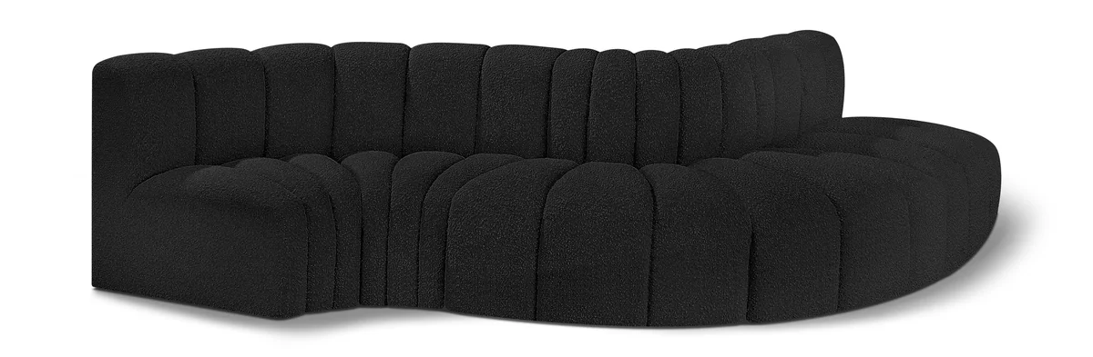 Arc - Boucle Fabric 5 Piece Modular Sofa - Black
