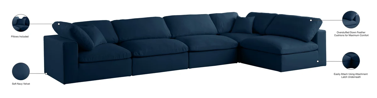 Plush - 5 Piece Modular Sectional - Navy