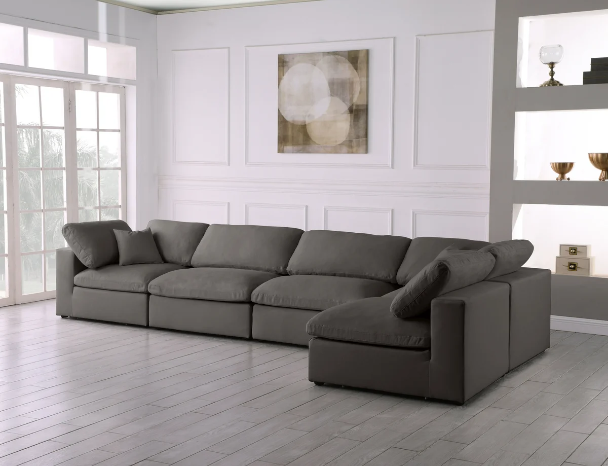 Plush - 5 Piece Modular Sectional - Gray