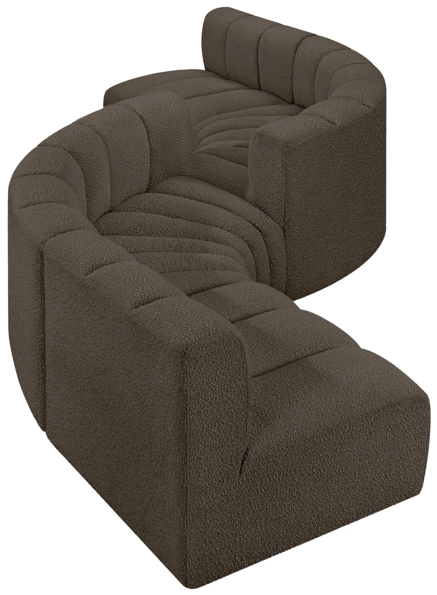 Arc - Boucle Fabric 6 Piece Modular Sofa - Brown - View 2