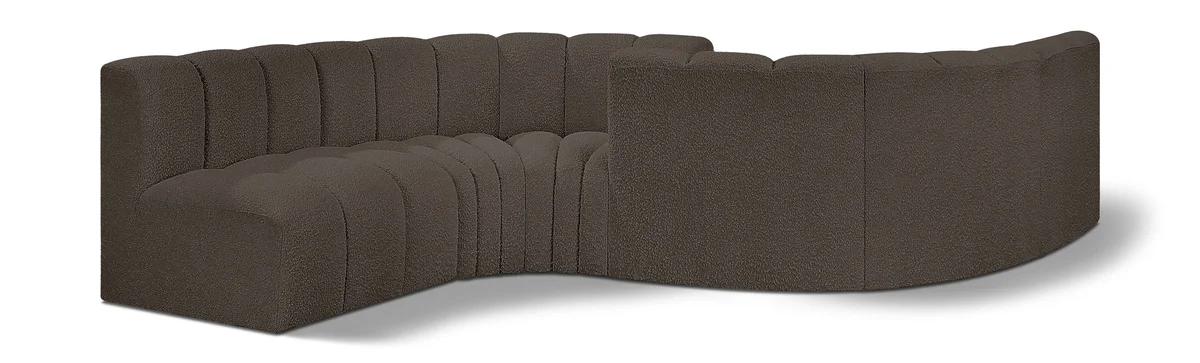 Arc - Boucle Fabric 6 Piece Modular Sofa - Brown