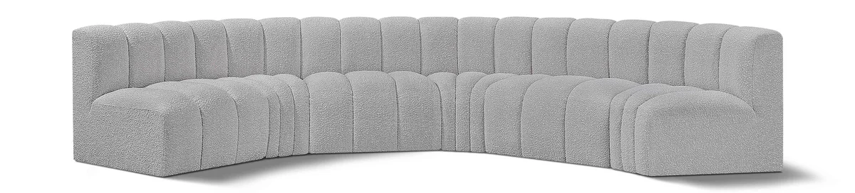 Arc - Boucle Fabric 6 Piece U-Shaped Modular Sofa - Gray