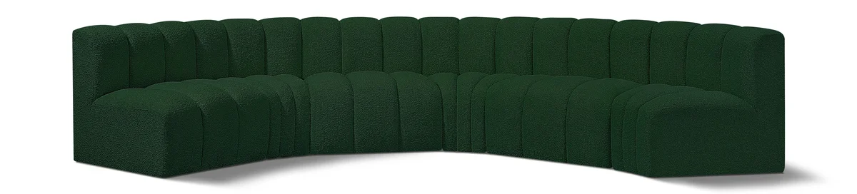Arc - Boucle Fabric 6 Piece U-Shaped Modular Sofa - Green